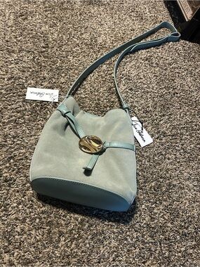 Sam Edelman powder blue Suede & Leather Crossbody with Gold Accent